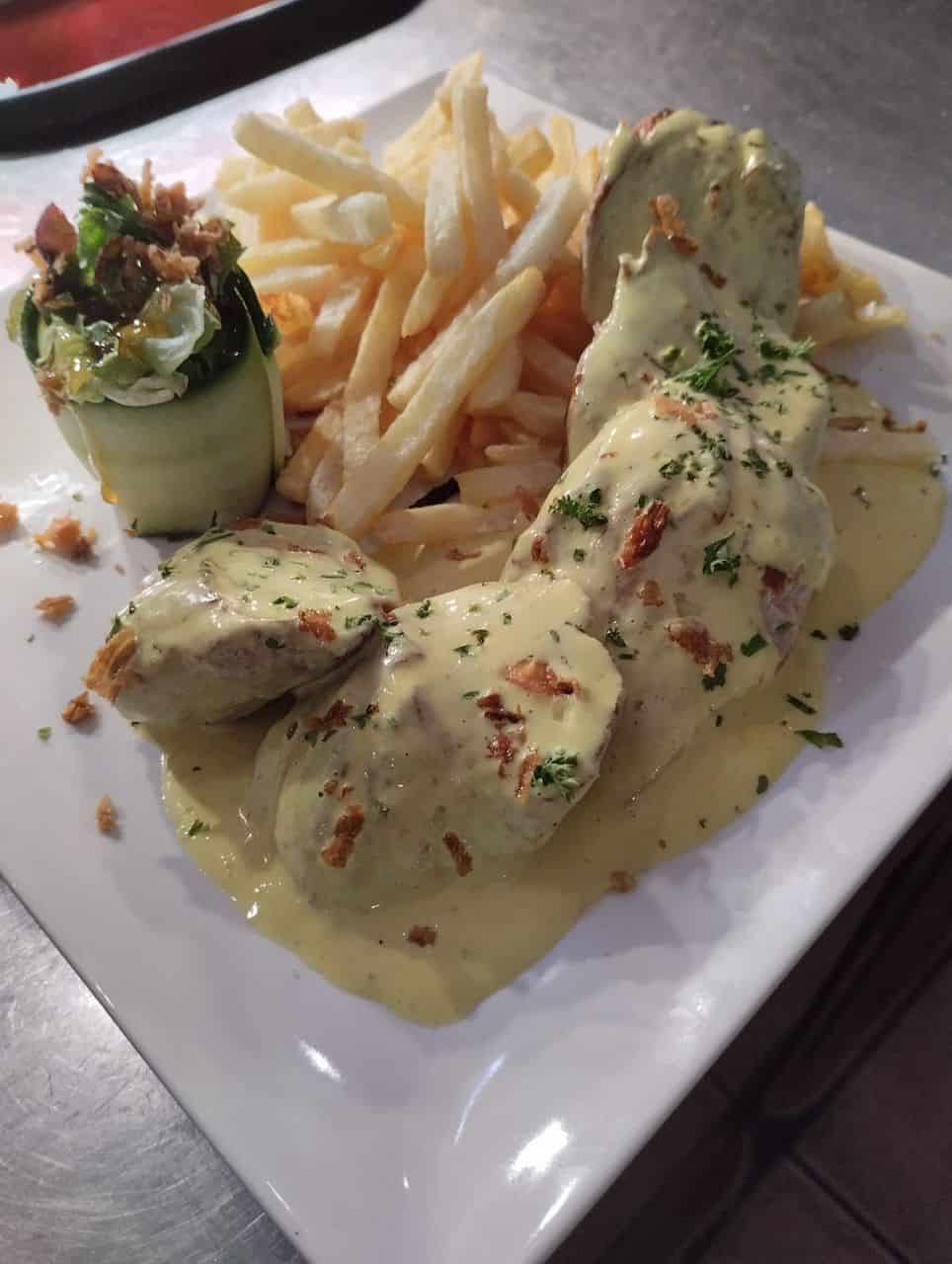 House dish with garnish