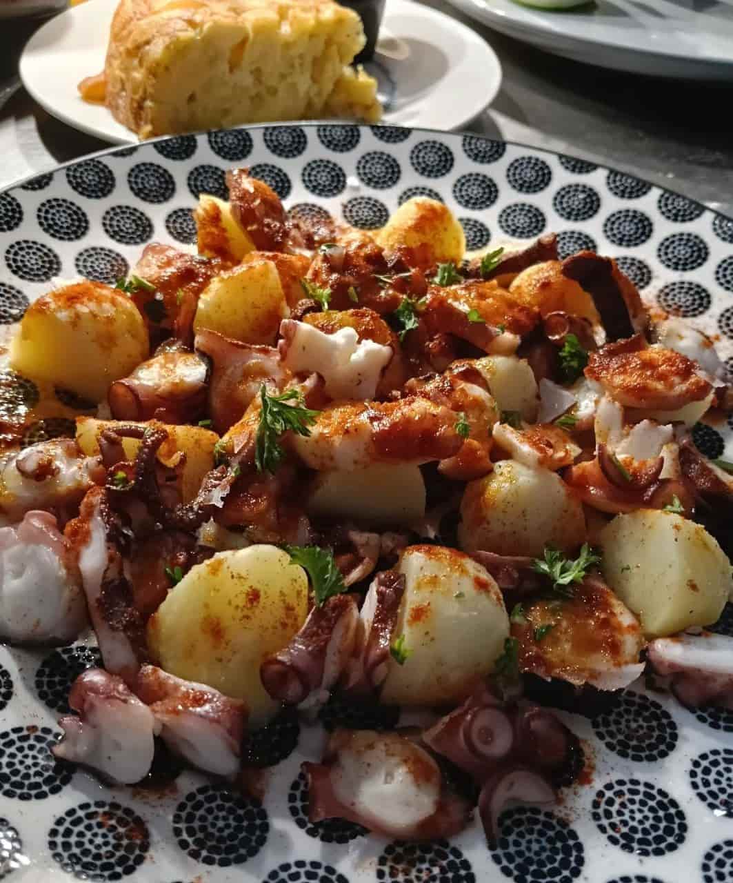 Galician-style octopus on potatoes
